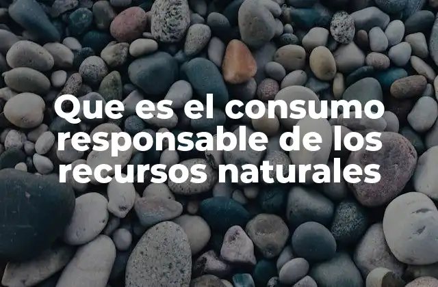 Que es el Consumo Responsable de los Recursos Naturales