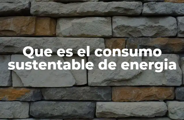 Que es el Consumo Sustentable de Energia