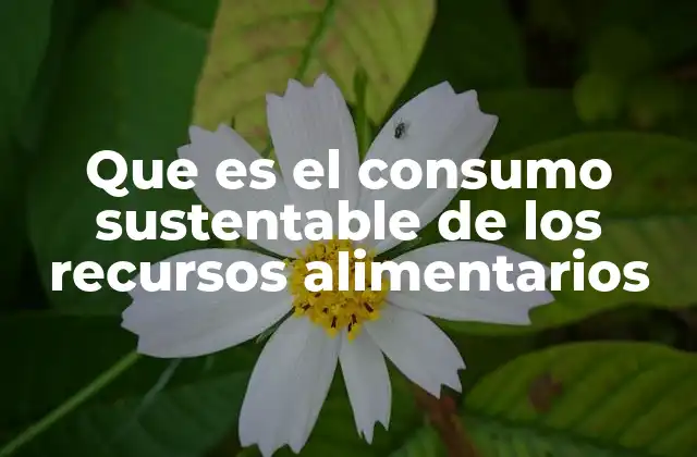 Que es el Consumo Sustentable de los Recursos Alimentarios
