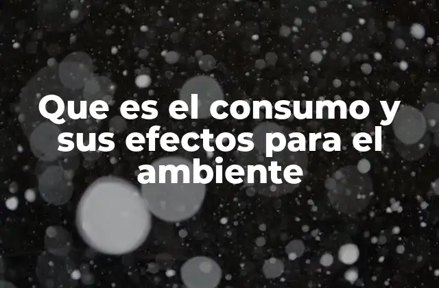 Que es el Consumo y Sus Efectos para el Ambiente