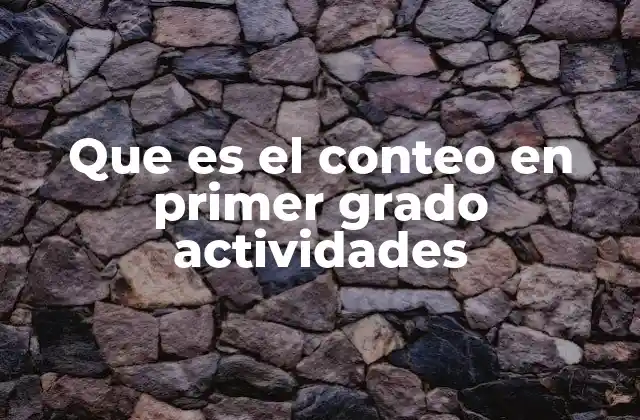 Que es el Conteo en Primer Grado Actividades