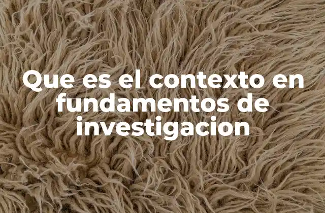 Que es el Contexto en Fundamentos de Investigacion