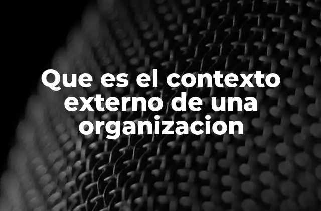 Que es el Contexto Externo de una Organizacion 2 Factores que conforman el contexto externo