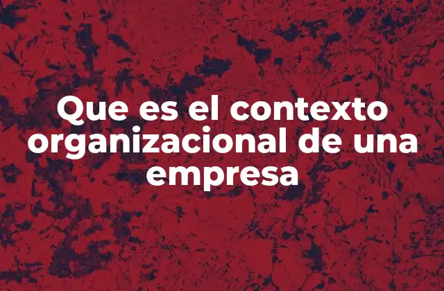 Que es el Contexto Organizacional de una Empresa