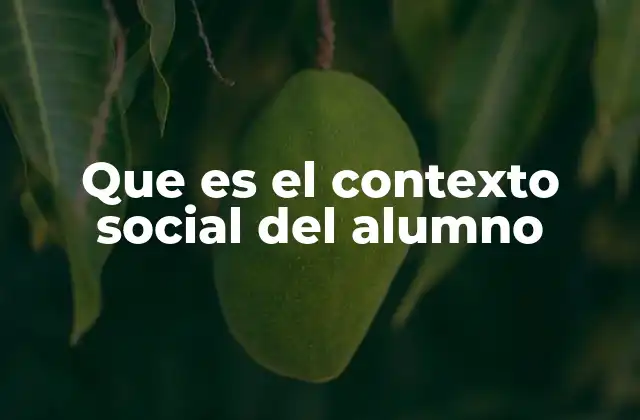 Que es el Contexto Social Del Alumno