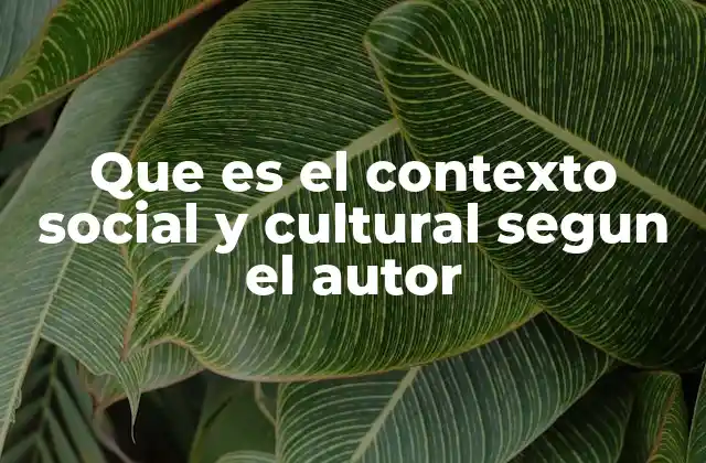 Que es el Contexto Social y Cultural Segun el Autor