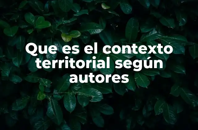 Que es el Contexto Territorial según Autores
