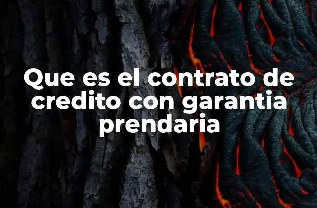 Que es el Contrato de Credito con Garantia Prendaria