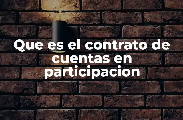 Que es el Contrato de Cuentas en Participacion