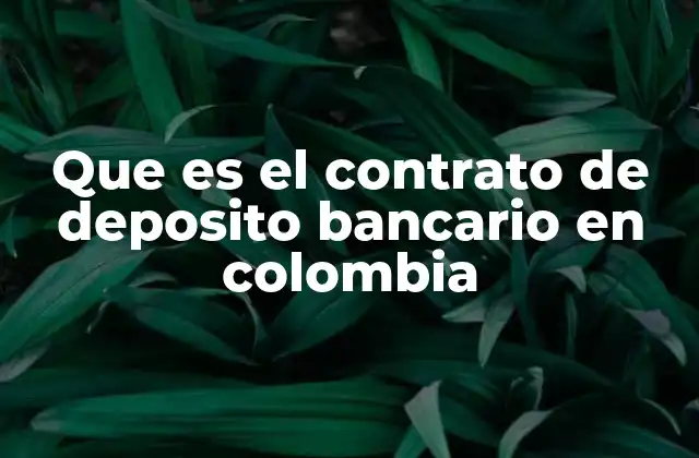 Que es el Contrato de Deposito Bancario en Colombia