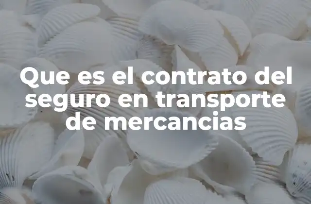 Que es el Contrato Del Seguro en Transporte de Mercancias