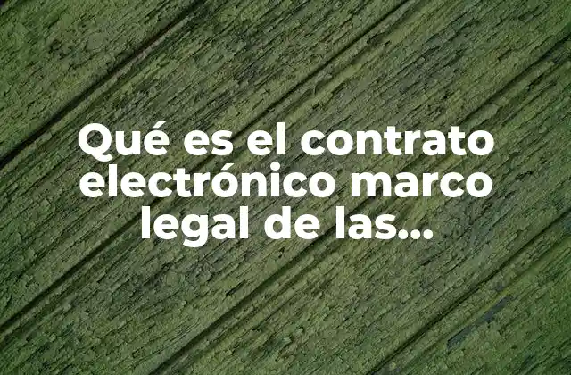Qué es el Contrato Electrónico Marco Legal de las Organizaciones
