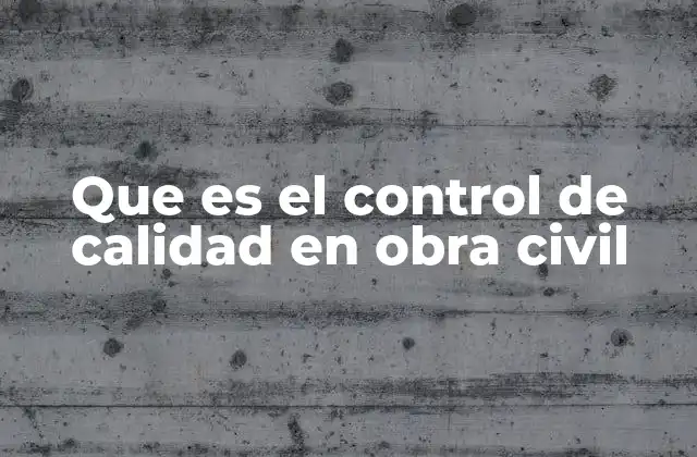 Que es el Control de Calidad en Obra Civil
