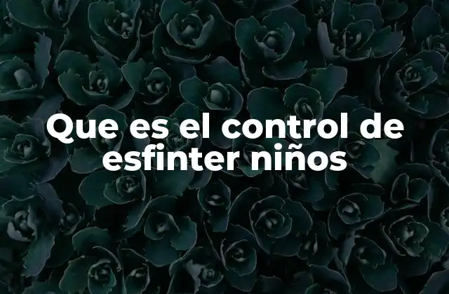 Que es el Control de Esfinter Niños