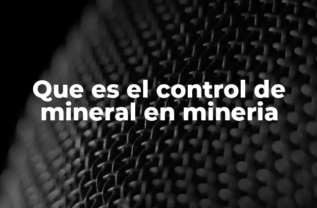 Que es el Control de Mineral en Mineria
