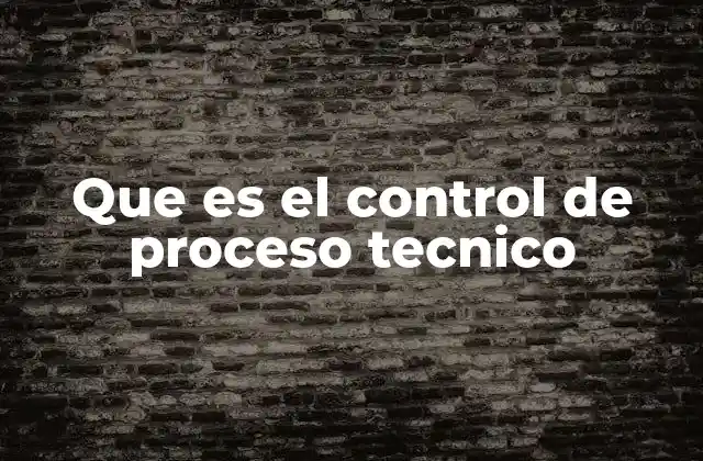 Que es el Control de Proceso Tecnico