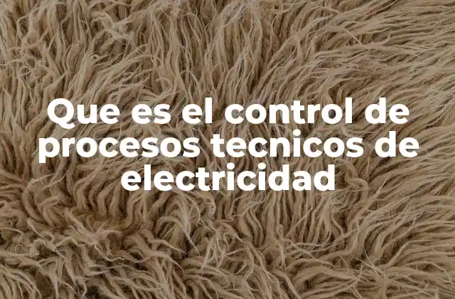 Que es el Control de Procesos Tecnicos de Electricidad