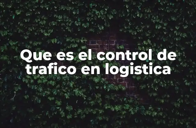 Que es el Control de Trafico en Logistica
