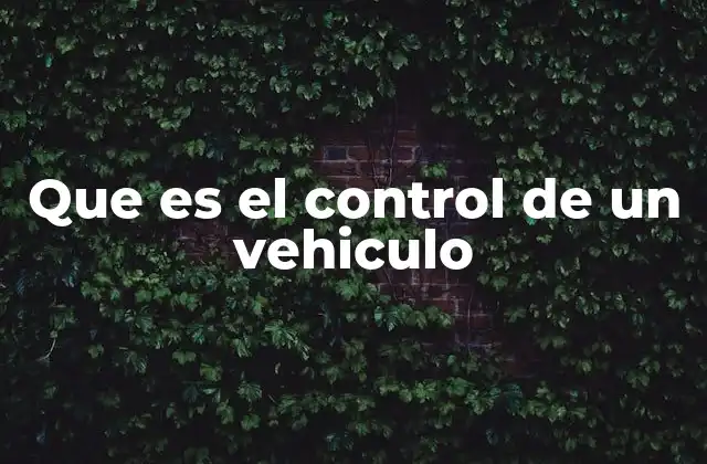 Que es el Control de un Vehiculo