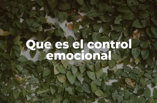 Que es el Control Emocional