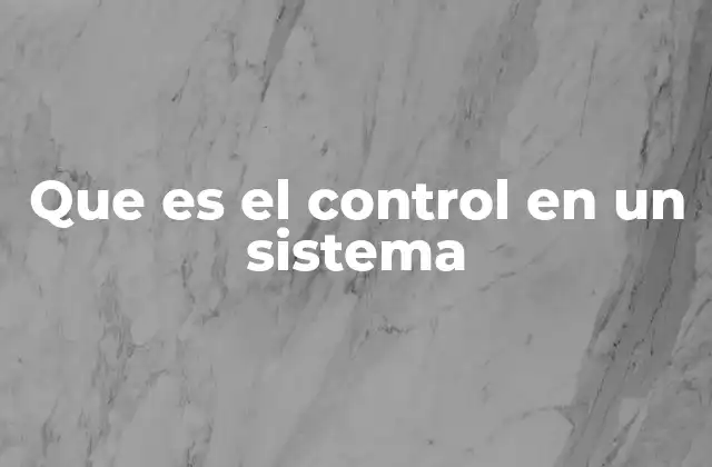 Que es el Control en un Sistema