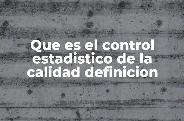 Que es el Control Estadistico de la Calidad Definicion