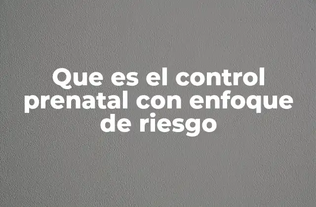 Que es el Control Prenatal con Enfoque de Riesgo