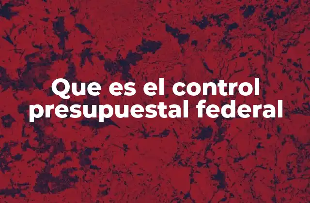 Que es el Control Presupuestal Federal