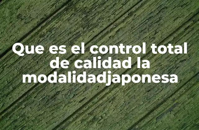 Que es el Control Total de Calidad la Modalidadjaponesa 2 La evolución del control de calidad en Japón