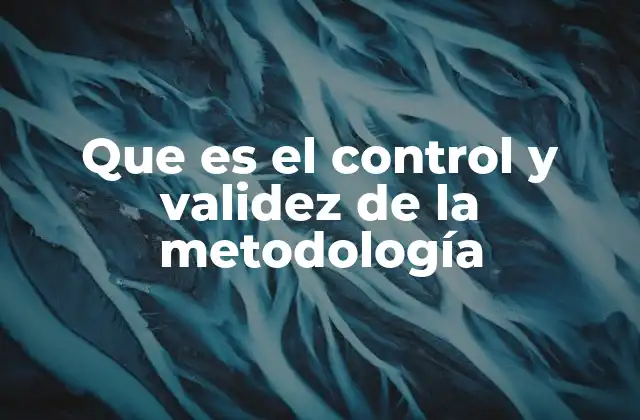 Que es el Control y Validez de la Metodología