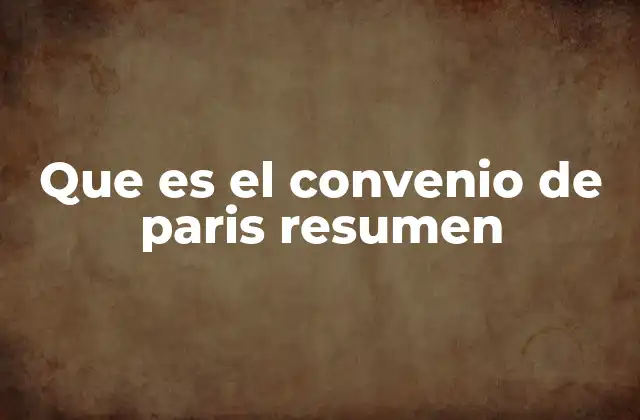 Que es el Convenio de Paris Resumen