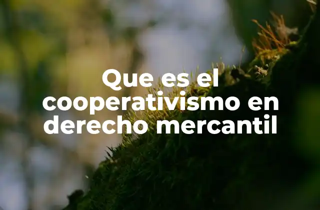 Que es el Cooperativismo en Derecho Mercantil