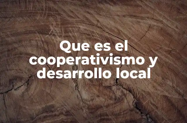 Que es el Cooperativismo y Desarrollo Local