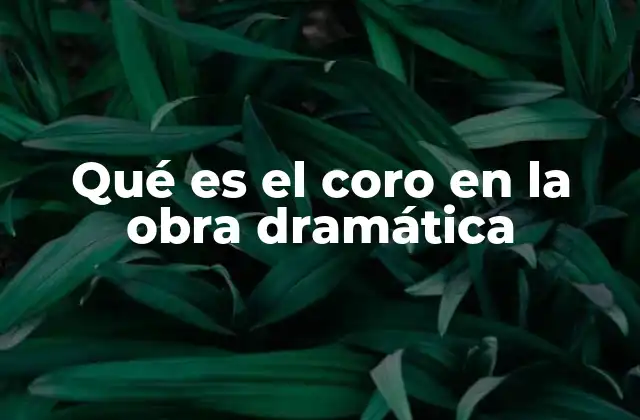 Qué es el Coro en la Obra Dramática