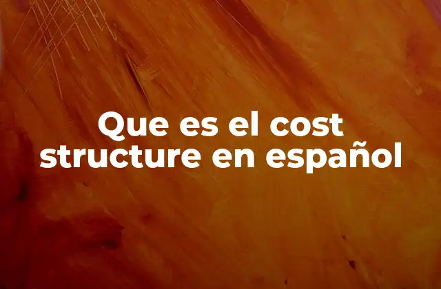 Que es el Cost Structure en Español
