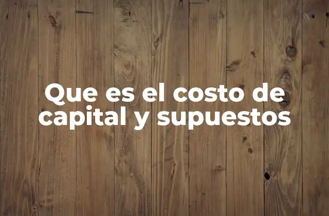 Que es el Costo de Capital y Supuestos