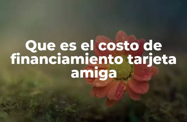Que es el Costo de Financiamiento Tarjeta Amiga