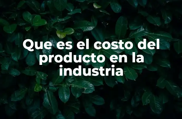 Que es el Costo Del Producto en la Industria