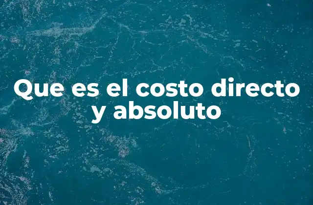 Que es el Costo Directo y Absoluto