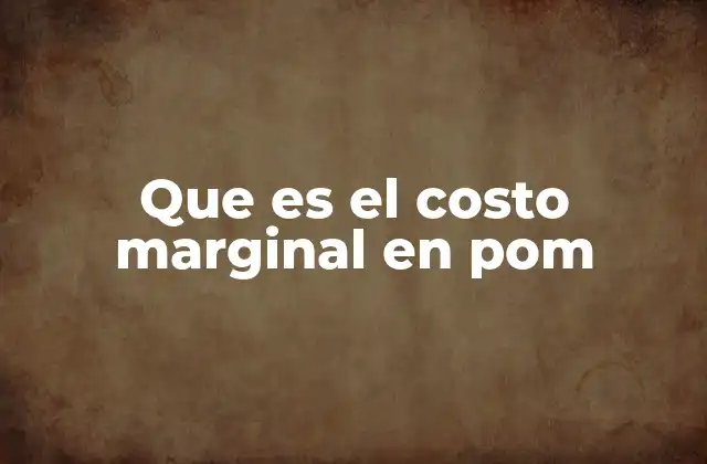Que es el Costo Marginal en Pom