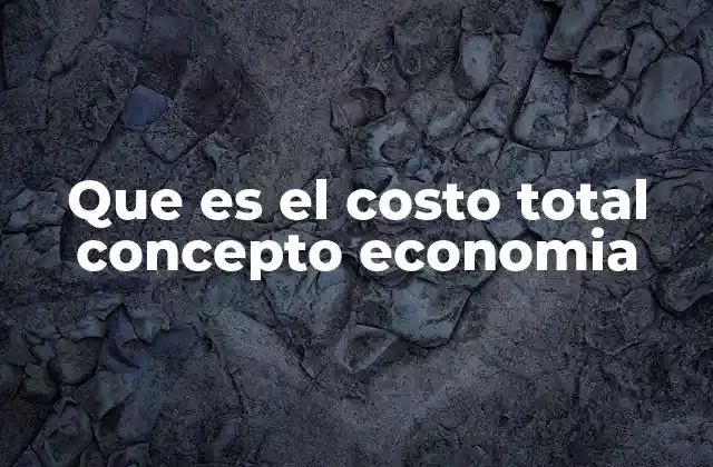 Que es el Costo Total Concepto Economia