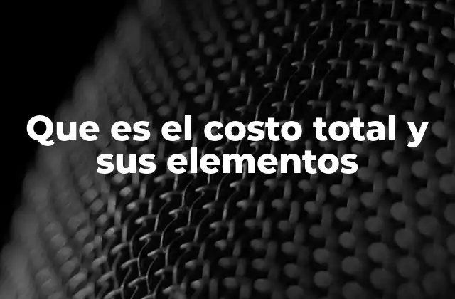 Que es el Costo Total y Sus Elementos