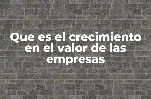 Que es el Crecimiento en el Valor de las Empresas