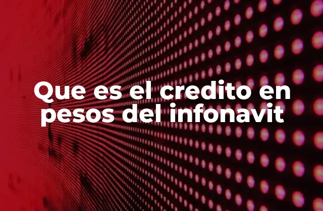 Que es el Credito en Pesos Del Infonavit