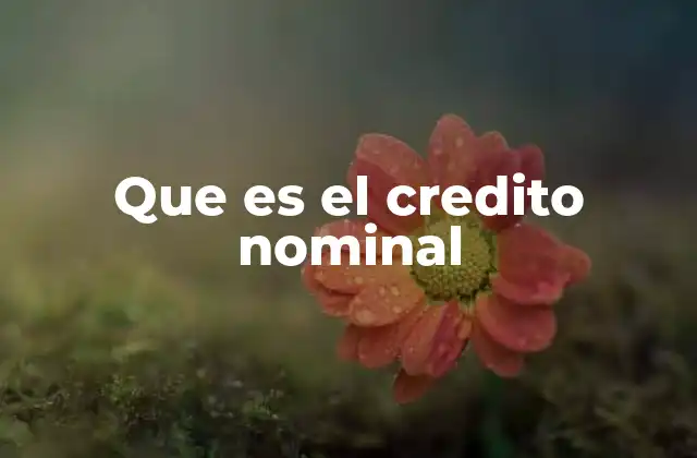 Que es el Credito Nominal