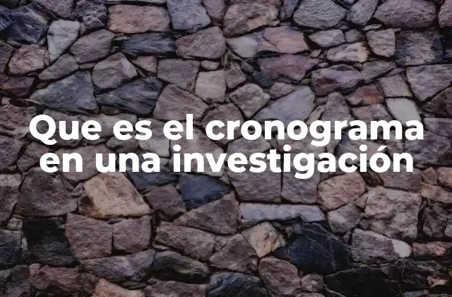 Que es el Cronograma en una Investigación