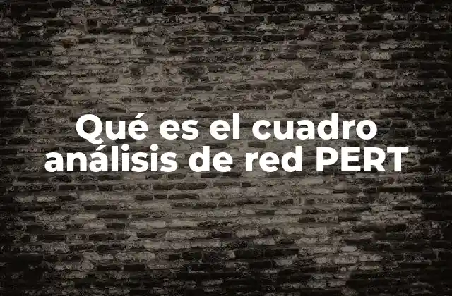 Qué es el Cuadro Análisis de Red Pert