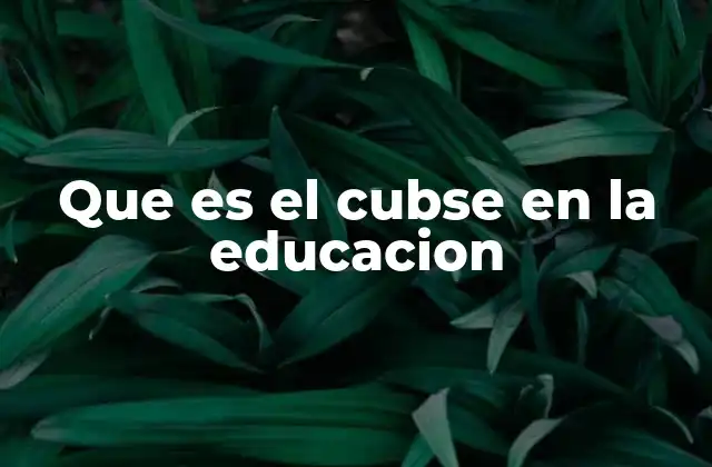 Que es el Cubse en la Educacion