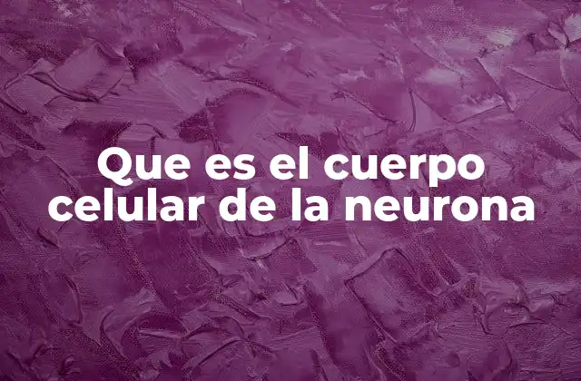 Que es el Cuerpo Celular de la Neurona