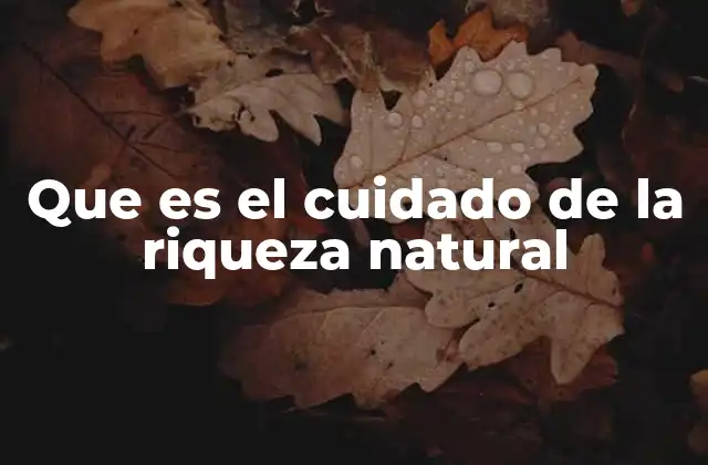 Que es el Cuidado de la Riqueza Natural
